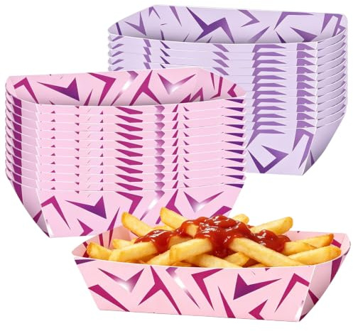 24-Pack Purple Lightning Party Food Trays, Disposable Paper Snack Tray for Kpop Party, Cardboard Hamper Trays for Chips and Candies, Kpop Food Trays for Fan Gatherings and Birthday Parties