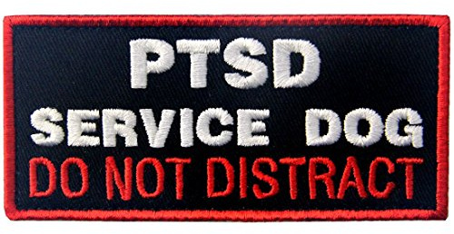 Servicehund lapp västar/Selar PTSD Distraherar inte applikation broderad fästkrok & ögla emblem