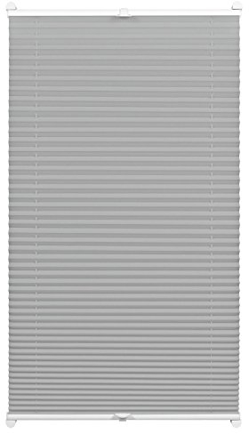 GARDINIA EASYFIX Cara Plissee ohne Bohren, Zum Klemmen, Blickdichtes Falt-Rollo, Inkl. aller Montage-Teile, 2 Bedienschienen, Grau, 60 x 130 cm