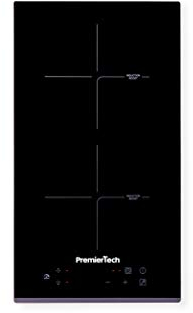 PremierTech Piano Cottura a Induzione, da Incasso, 2 Zone, 30cm, Domino, Impostazioni totalmente Touch Sfioro, Funzione Boost, Blocco Sicurezza Bambini, Vetro Nero, PT-PC2I