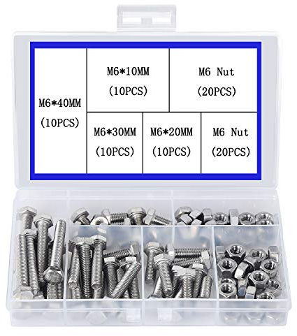 newlng M6 304 Stainless Steel Nuts and Bolts, Hex Flat Head Cap Bolts Screws Nuts Hexagon Socket Head Screw,Heavy Duty Hex Bolts Nuts Assortment, Head Mechanical Parts Combination Box