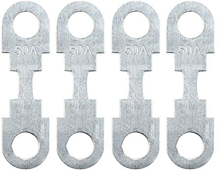 sourcing map 4pcs 50a fusible plano tira metal tono plata para auto automotriz dc 32 v universal
