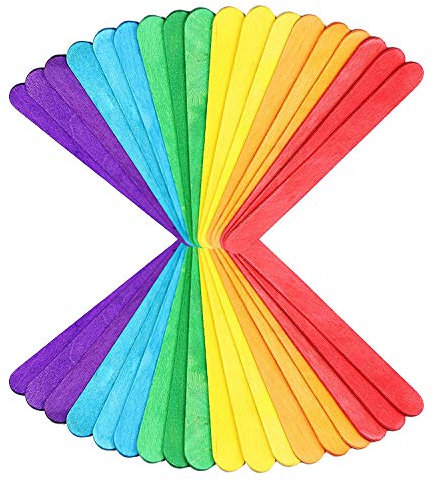 Weddecor Lollisticks de madera mezclados bordes redondos coloridos palillos para modelar a escala, proyectos de manualidades, 150 mm x 18 mm, 200 piezas