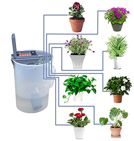 Automatisches Mikro-Tropfbewässerungs-Kit Bewässerungs-Timer Bewässerungssteuerung Bewässerungssystem für Zimmerpflanzen, Grau