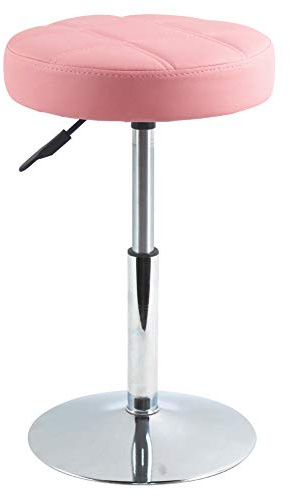 FURWOO PU Tabouret de Bureau en Treillis Rond Tabouret de Bar réglable en Hauteur Peut être tourné Simple et adapté à la Coupe de Cheveux du Bar à la Maison en général (Rose)