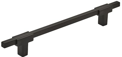 Amerock | Cabinet Pull | Matte Black/Matte Black | 6-5/16 inch (160 mm) Center to Center | Urbanite | 1 Pack | Drawer Pull | Drawer Handle | Cabinet Hardware