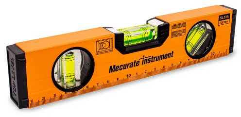 Mecurate Instrument Level Tool, 9 inch, 230mm, Metric Scale Magnetic Torpedo Level and Ruler