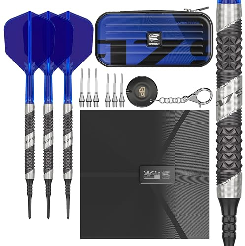 Target Darts 975 Ultra Marine 97.5% Juego de Dardos de tungsteno de Punta Blanda with K-Flex
