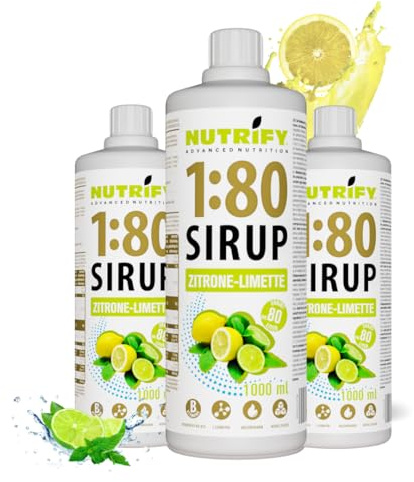 NUTRIFY Vital Fitness Drink 1:80 jarabe 3 x 1 L Beneficio – Lima, bebida concentrado con vitaminas y L-carnitina sin azúcar – 240 litros de bebida deportiva baja en calorías – 3 unidades de 1000 ml
