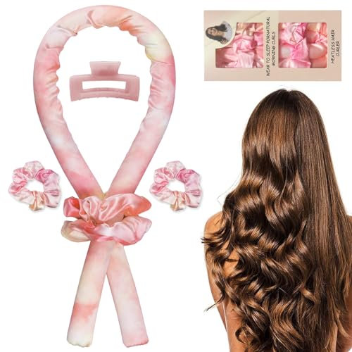 Jsdoin Hair Curlers, Hair Curler Heatless Curl Set Heatless Curls Large Hair Curlers DIY Hairstyle Hair Curler 1 unit and Silk Scrunchie 2 units 1 Hairpin