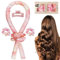 Bigodino Lungo per Boccoli Bigodino Fascia Capelli Bigodini per boccoli bigodini grandi per volume Bigodini Morbidi per Dormire Senza Calore - Bigodini x1 e scrunchies di seta x2 Forcina x1 (Rosa)
