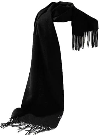 Kaschmir-Schal für Damen, Pashmina, Unisex, Herren, einfarbig, warm, Herbst, Winter, dick, weich, lang, Kaschmir-Schals, Schwarz , One size