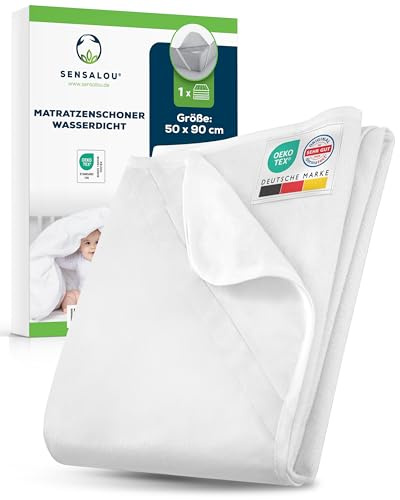 Sensalou Matratzenschoner 50x90 cm - wasserdichte Matratzenauflage | Frottee-Baumwolle Nässeschutz, Oeko-TEX Zertifizierte Unterlage für Beistellbetten, Kochfest 95°C & Geräuschlos