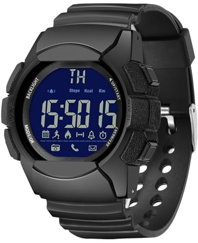 shjxi Orologi fitness da uomo, con schermo a LED, resistente all'acqua fino a 100 m, contapassi, calorie, orologio digitale portatile per nuoto e sport