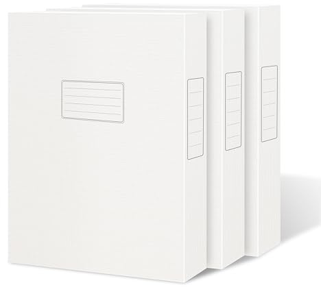 JiaWei Pezzi 3 Cartelle Portadocumenti Scatole da con Coperchio Magnetico, Dorso da 40 mm, In Cartoncino Extra Resistente da 1800 g/m², Etichette con Scomparto Per il Nome DIN A4- Bianco