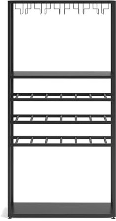 Estante para Vinos De Pie, Portabotellas De Vino con Soporte para Copas, Estante para Almacenar Vinos para El Hogar, Bar, Cocina, Comedor(Black,60 * 25 * 120cm)