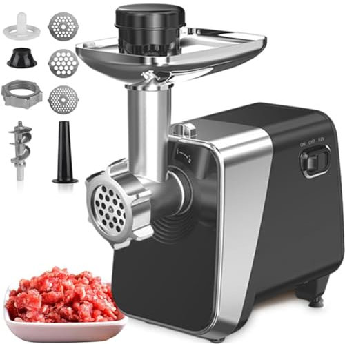 Picadora de Carne eléctrica 3 en 1, embutidora de Salchichas, 1600 W, 3 Cuchillas, para Uso doméstico, Cocina y Comercial.