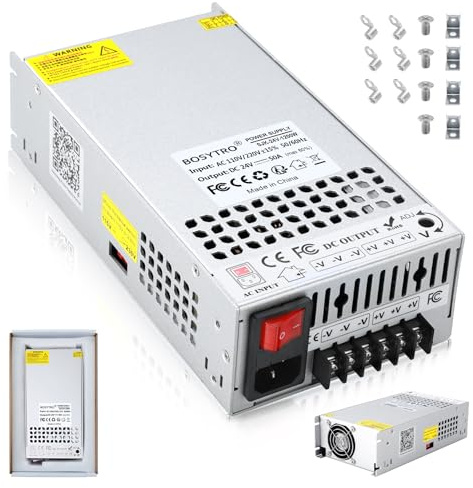BOSYTRO Potenziamento 24V 50A 1200W Alimentatore Trasformatore, Trasformatore LED AC110/220V DC 24V Alimentatore Universale per Stampante 3D, CCTV, Progetti industriali (Senza cavo di alimentazione)
