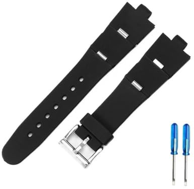 HASGTFM Apto for correa de reloj de goma For Bulgari for interfaz convexa, accesorios de reloj suaves y cómodos for hombres y mujeres, 22x8mm, 24x8mm(Fold Black-Steel,22x8mm)