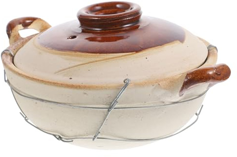 LALADEFIEE Single Handle Pottery Clay Cooking Pot Casserole for Home Stew and Braised Dishes Smooth Surface with Thick Handle for Safe Easy Use for Soup Noodles and Bibimbap