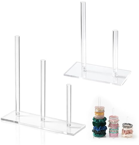 2 Stück Haargummi Aufbewahrung - Acryl Organizer für Haarspangen & Haarschmuck, Transparenter Haargummi Halter mit 2 & 3 Stangen
