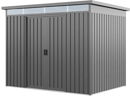 GFP Primeyard Casetta da giardino metallo 220x160x200 cm Armadio da esterno per attrezzi grigio