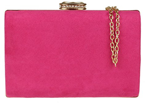 Girly Handbags Womens Faux Suede Hard Case Clutch Bag