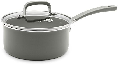 GreenPan CC001197-001 Melbourne 100% ToxinFree Healthy Ceramic Nonstick Metal Utensil/Induction/Dishwasher/OvenSafe Saucepan with Lid - 18cm - 2.1L - Black