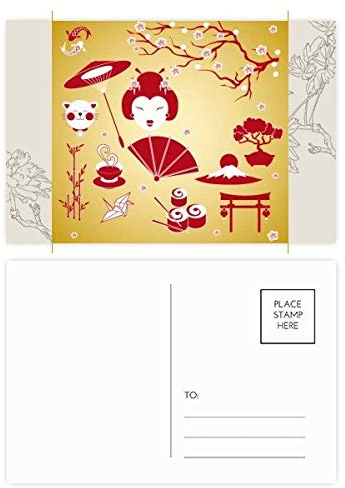 DIYthinker Rot, Gelb, Weiß Tasse Sushi Japan-Blumen-Postkarte Set dankt Karte Mailing Side 20pcs 5.7 Zoll x 3.8 Zoll Mehrfarbig