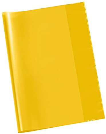 VELOFLEX - Schulhefthülle DIN A4 PP Transparent Gelb 25 Stück | Transparente PP-Folie ohne Namensetikett, schützt Schulhefte und ermöglicht freien Blick auf das Cover