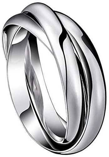 OIDEA 3 Anelli Intrecciati Acciaio Inossidabile Fidanzamento Moda Uomo Donna Argento(Regalo Una Collana Catena puo` Indossare Anche Come Collana),Misura a Scelta