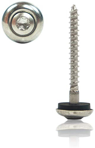 Edelstahl Spenglerschrauben 4,5x25 mm á 200 St/Packung 2-tlg. mit EPDM Dichtscheibe & TX20 Antrieb, Torx Spengler Schrauben selbstdichtend & rostfrei mit Linsenkopf - V2A Universalschraube
