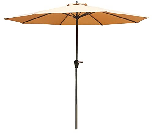 Sywlwxkq Parasol Umbrella 9ft Khaki Parasol Umbrellas, Portable Outside Sun Shading Patio Umbrella for Pool Plants Deck, Garden Market Table Umbrella