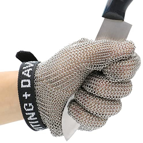 Schnittfeste Handschuhe Schutzhandschuhe, Schutzklasse 9 Kettenhemd-Handschuhe, Für Küchen-Metzger-Sicherheitswerkzeuge (Size : 1pcs/xs)