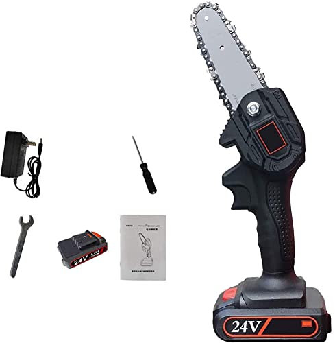 DSDD Sierra de podar eléctrica 24V Motosierra inalámbrica 4 Pulgadas Sierra de Mano eléctrica portátil pequeña para Corte de Madera de Ramas de árboles y jardín con 1 batería