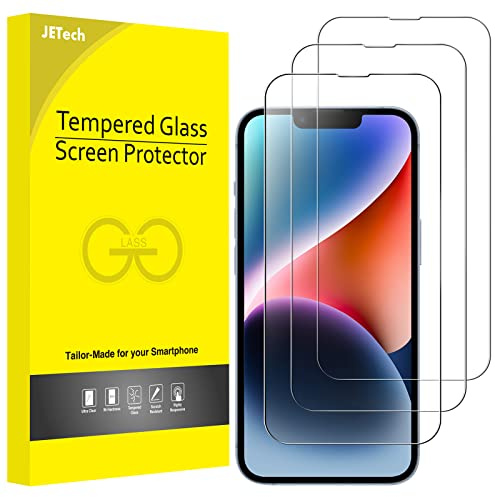 JETech Protector de Pantalla Cobertura Completo para iPhone 17e (2026) / iPhone 16e / iPhone 14, Cristal Vidrio Templado 9H Amigable para Funda, Pantalla de 6,1 Pulgadas, 3 Unidades