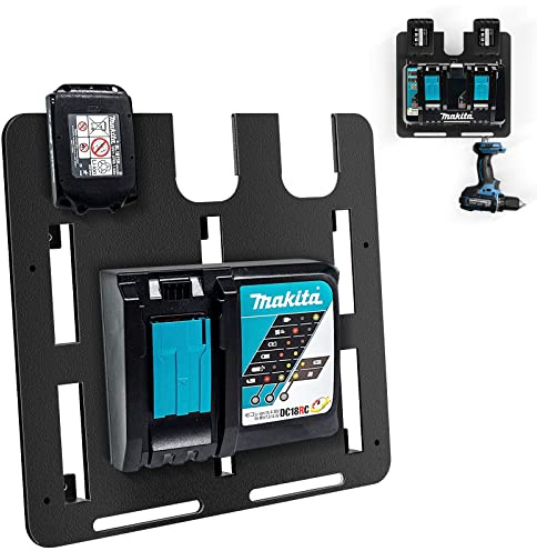 Soporte de Pared Baterías y Cargadores - Estable para 3 Pilas y Atornillador de Batería - para Taller y Garaje