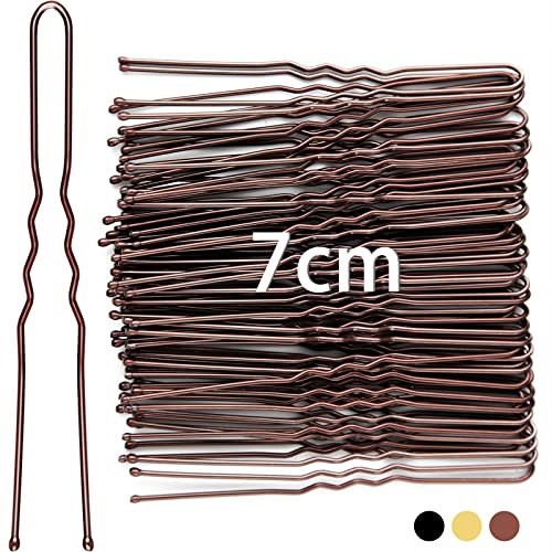 Mbsomnus 7cm Horquillas Pelo Mujer 50 Piezas Horquillas para el Pelo en Forma de U Moño Pins Bobby con Caja de Almacenamiento Pinzas pelo Mujer para el Cabello para Mujeres, Niñas y Salón (Marrón)