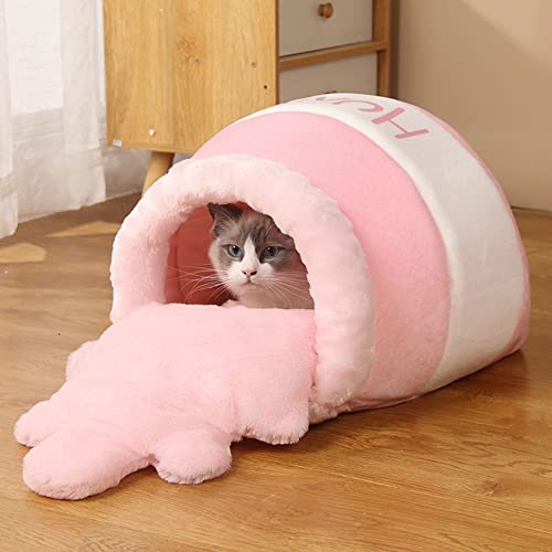 Honigglas/Topf-Haustierbett, gemütliches Katzen-Kuschelhöhle-Bett, Anti-Angst, beruhigendes Bett für drinnen Katzen, Maine Coon Kätzchenbett, schönes Katzenhaus selbstwärmend