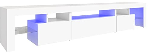 vidaXL TV-Schrank mit LED-Leuchten Weiß 215x36,5x40 cm