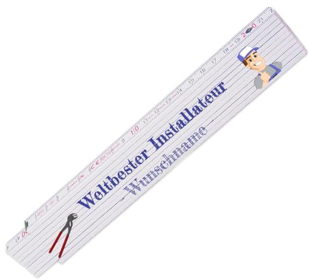 Zollstock – Weltbester Installateur - personalisiert mit Namen - Glieder-Maßstab mit Wunsch-Namen - Meterstab individuell bedruckt