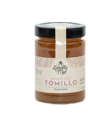 L'Abella Mel | Miel de Thym Pur 100% Naturel | Miel d'Abeille Sans Additifs ni Sirops Ajoutés | Apiculture Familiale Depuis 4 Générations | Pot 500 g