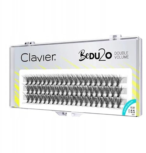 Clavier Ciglia artificiali in ciuffi BeDu2o Double Volume, ciglia in un ciuffo, diverse lunghezze da 8 a 14 mm, ultra volume, per un look perfetto (11 mm)