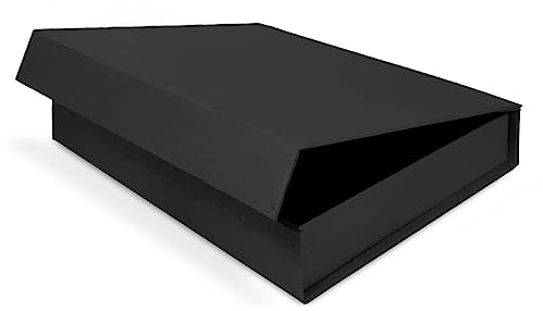 Verpackungswelt Geschenkbox mit Deckel - 31x22x5 cm - Starre Verpackung mit Magnetverschluss - für Geburtstag, Hochzeit, Weihnachten, Geburt - Verpackung in schwarzem Naturpapier