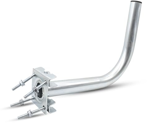 DOJA Barcelona | Support d'Antenne en L pour Balcon | Pack 1 | Mat Antenne | L33xH25x38mm | Acier Galvanise | Accessoires De Fixation | Pour Support Mural TV, Antenne TV Exterieure, Parabole Satellite