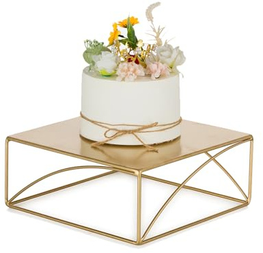 NUPTIO Presentoir Gateau Support Mariage: 26cm Présentoir Gâteau Dore Cupcake Pied Carré Metal Cake Display Stand Wedding Gâteaux Noel Decoration Anniversaire