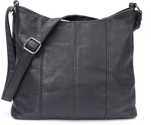 irisaa Handtasche Damen Hobo Schultertasche, Medium Umhängetasche praktische Henkeltasche mit vielen Fächern, Vintage Look mit Reißverschluss