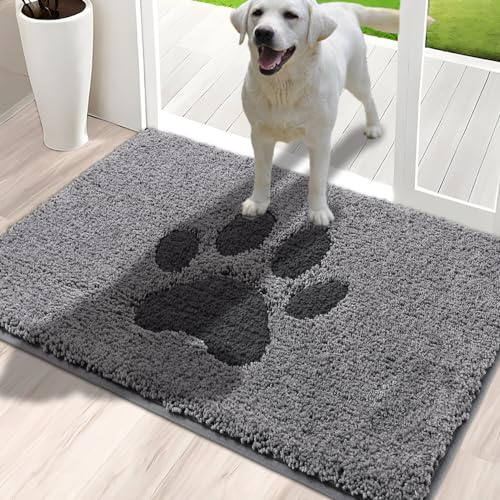 Oiilores Innen Fußmatte, rutschfeste Schmutzfang- und Sauberlaufmatte, maschinenwaschbar, wasserabsorbierende Tür- und Eingangstürmatte, ideal für Hund, Haustür, Grau, 80 x 120 cm