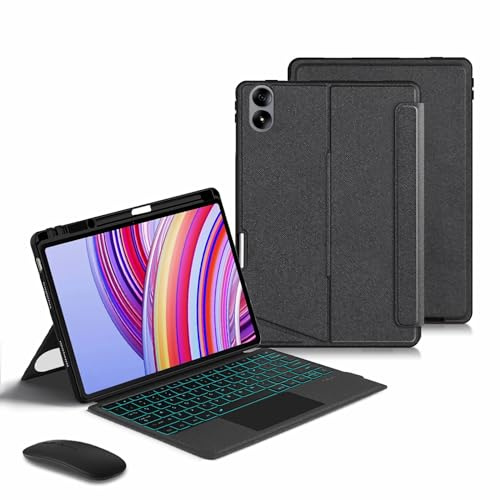 GUPENAA Tastatur Hülle für Redmi Pad Pro 12.1, 7-Farbige Beleuchtung, Magnetische Abnehmbare Kabellose Bluetooth-Tastatur mit Maus