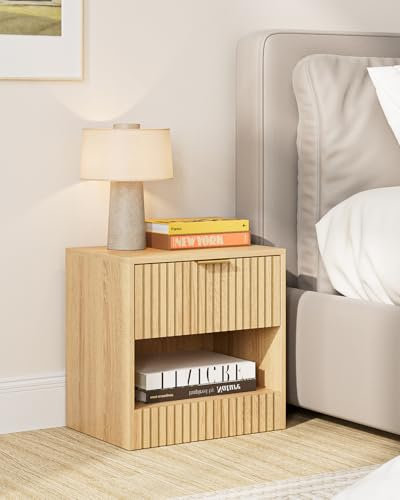 HEYZOEY Nachttisch Eiche, Holz Nachtschrank mit Schublade, Moderner Nachttische, Klein Nachtkommode 39x39x28 cm, Beistelltisch für Schlafzimmer,Wohnzimmer,Büro